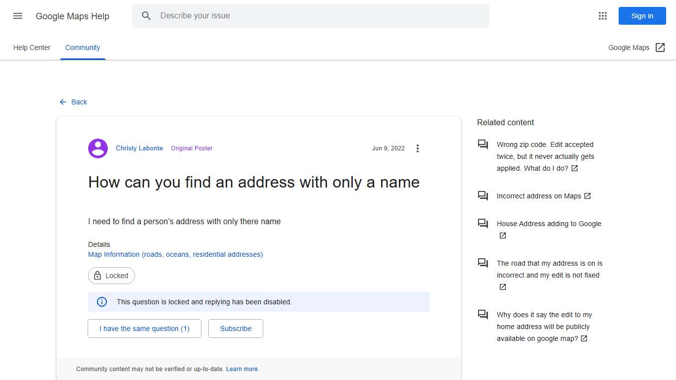 How can you find an address with only a name - Google Maps Community